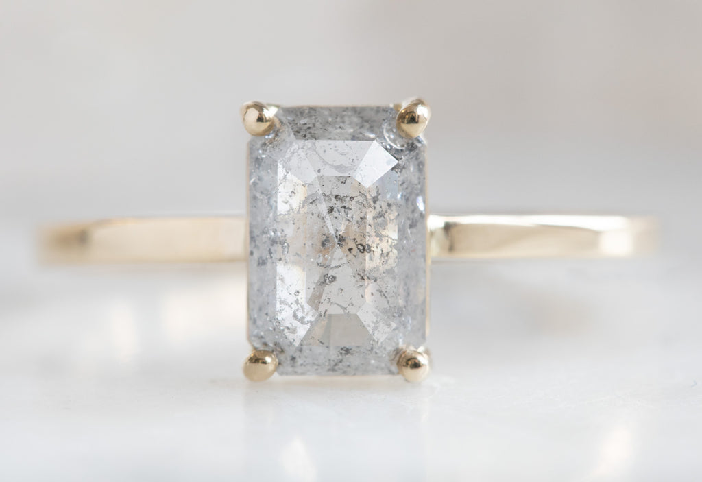 Emerald Cut Salt + Pepper Diamond Engagement Ring