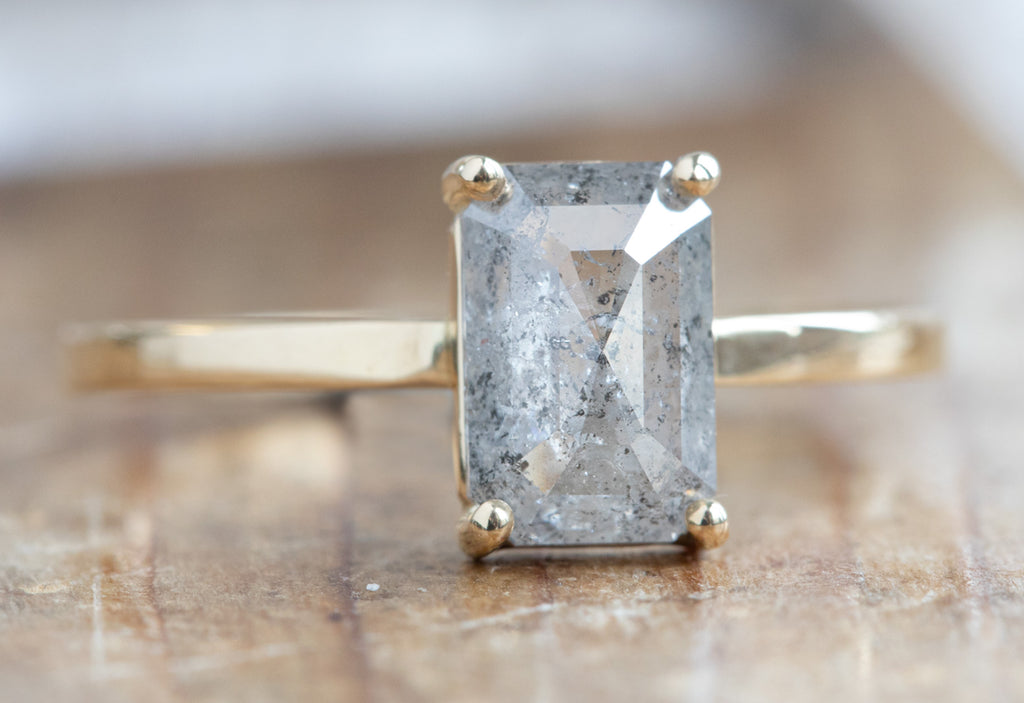 Emerald Cut Salt + Pepper Diamond Engagement Ring