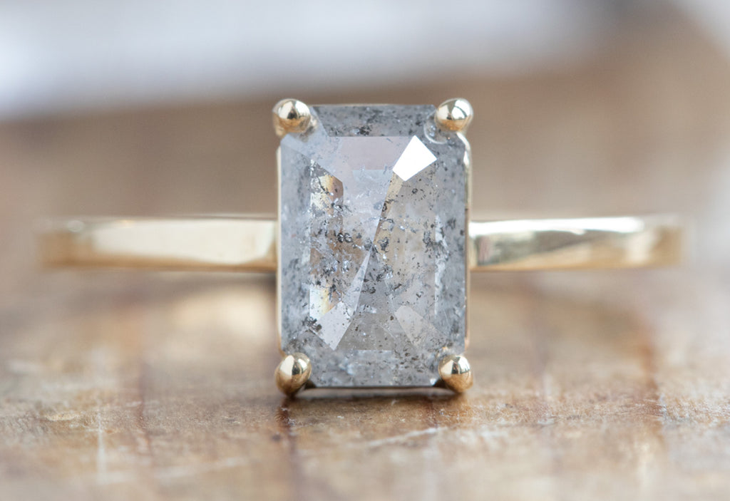 Emerald Cut Salt + Pepper Diamond Engagement Ring