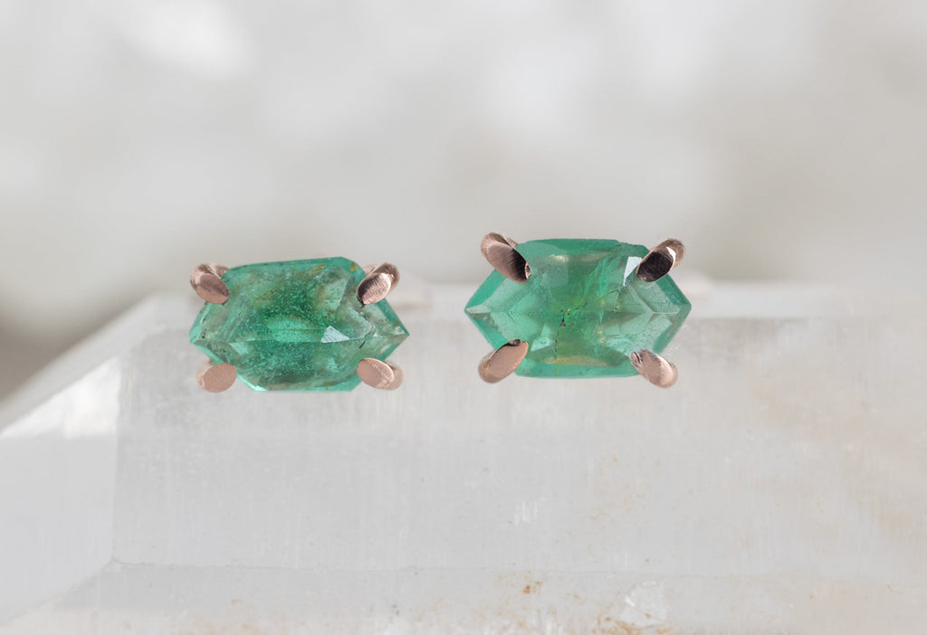 Emerald Hexagon Stud Earrings