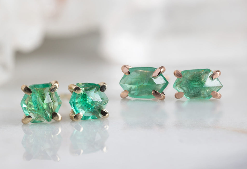 Emerald Hexagon Stud Earrings