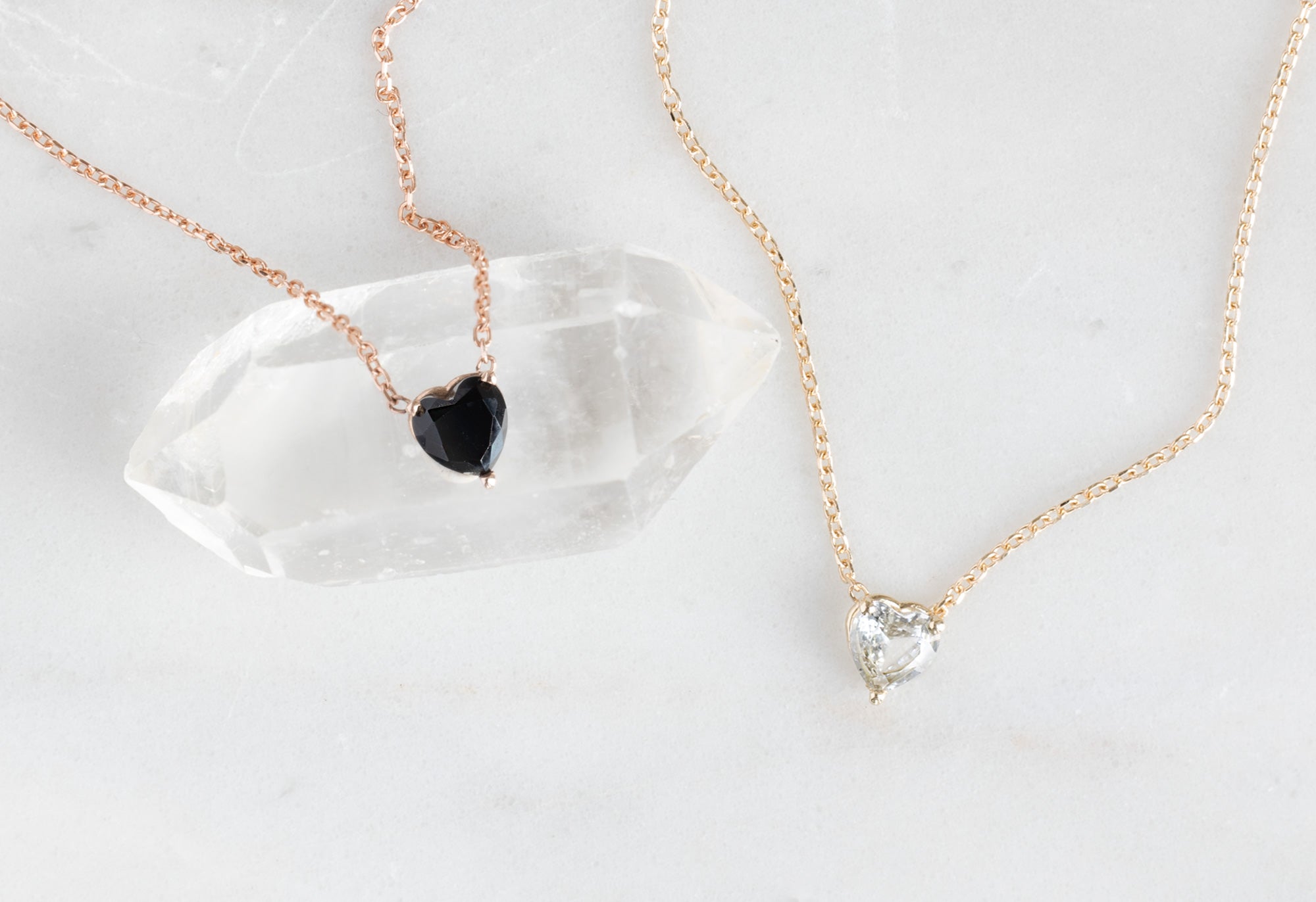 Alexis Russell - Gemstone Heart Necklace - Black Onyx / 14K Rose Gold