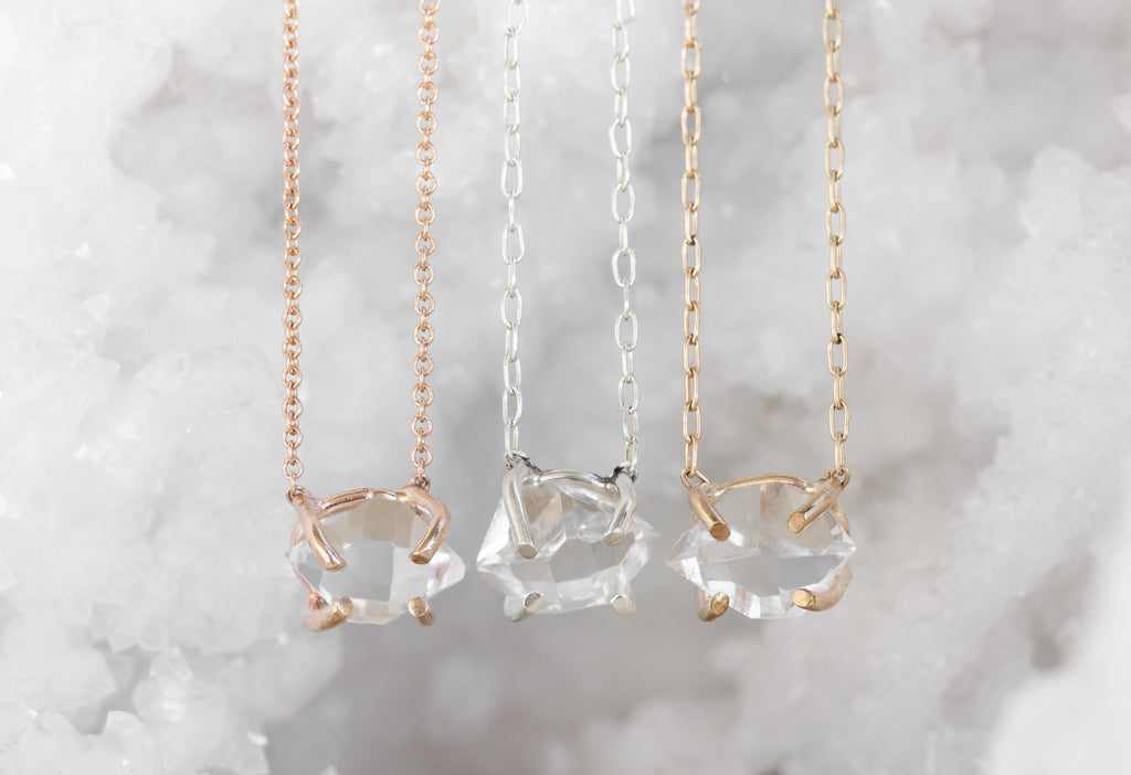 Herkimer Diamond Necklace in all Metal Options