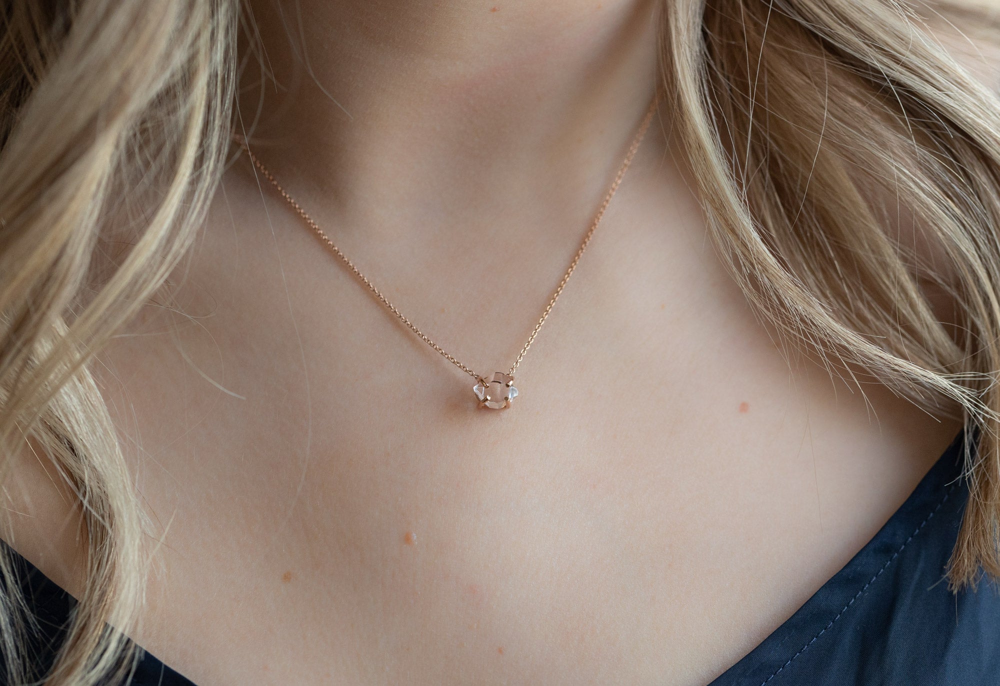 Rose gold on sale with diamond necklace