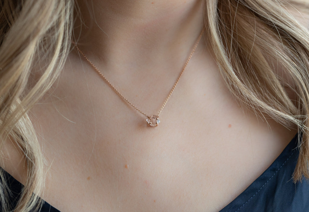 Herkimer Diamond Necklace-Rose Gold Filled