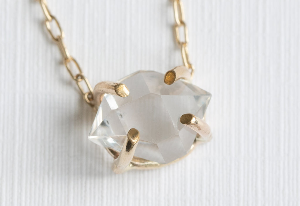 Herkimer Diamond Necklace in Yellow Gold
