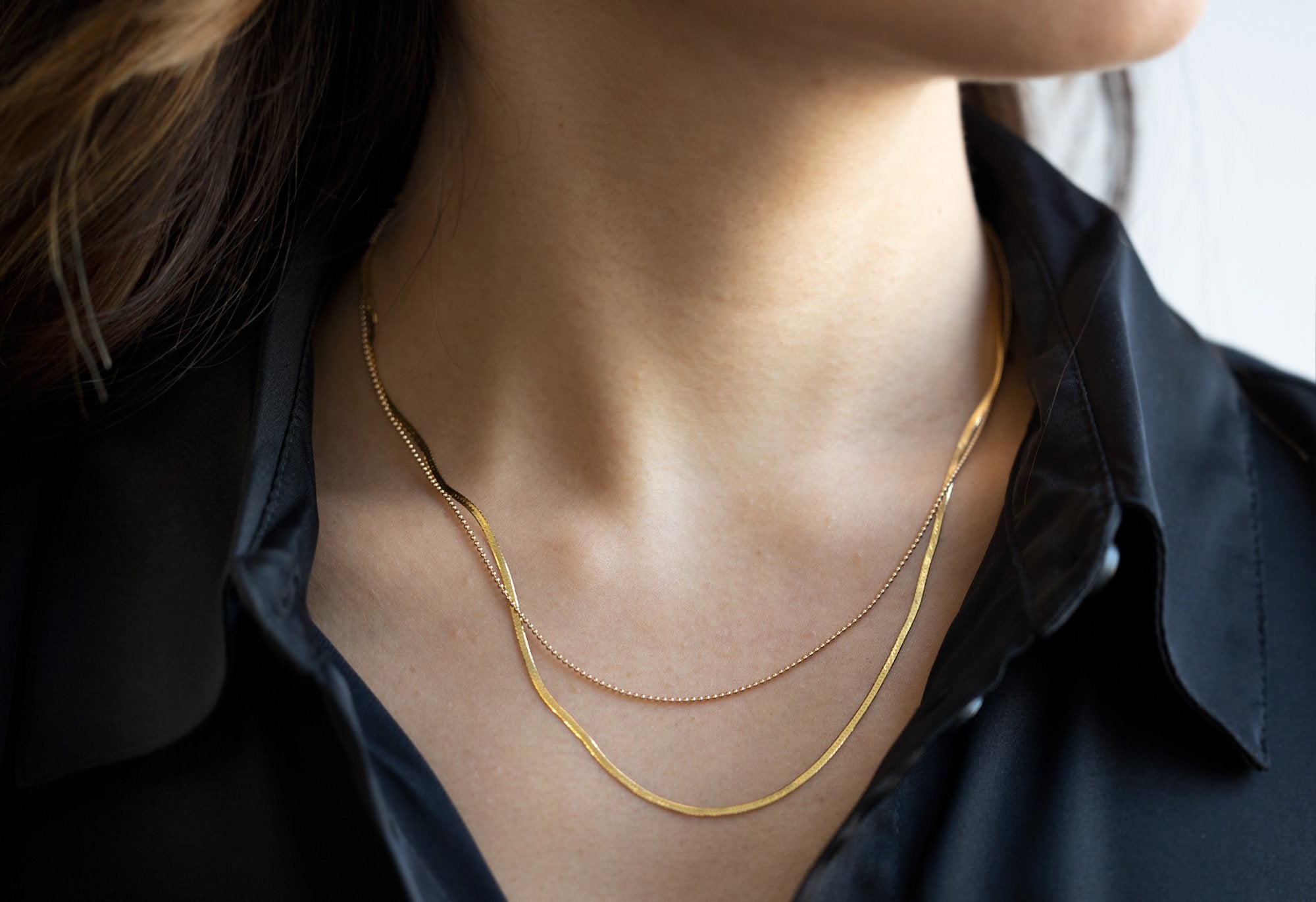 Carter Herringbone Chain Necklace - Kinn