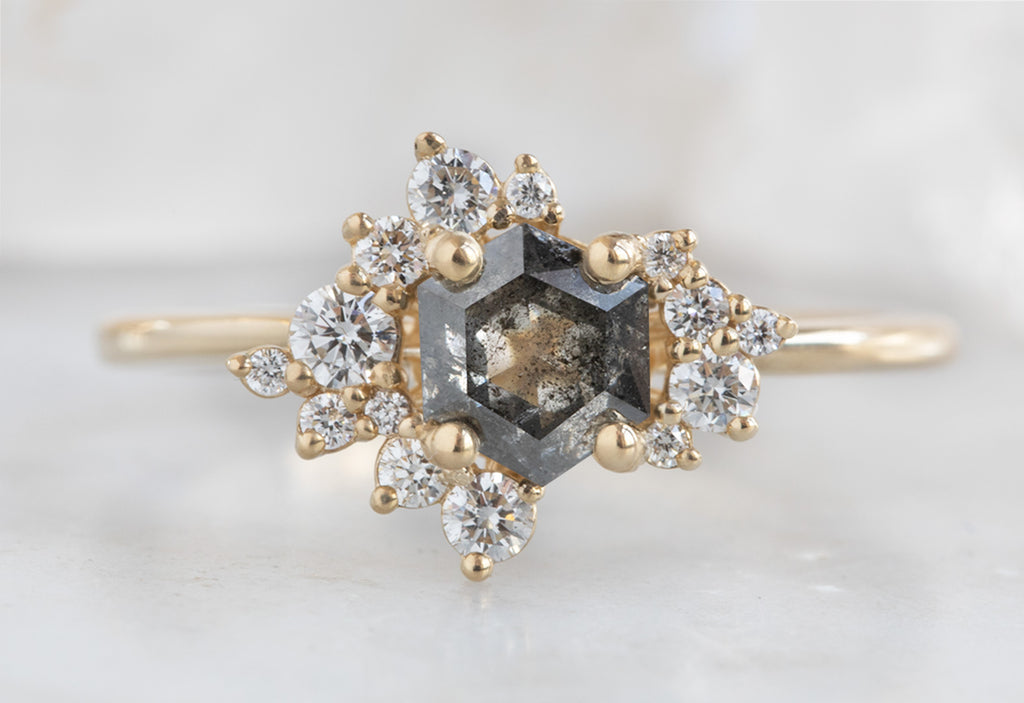 Hexagon Cluster Diamond Engagement Ring