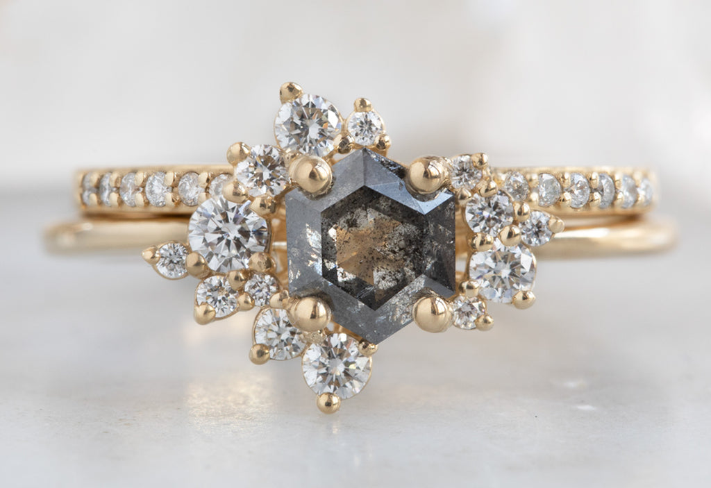 Hexagon Cluster Diamond Engagement Ring
