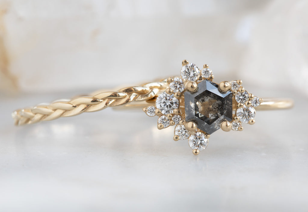 Hexagon Cluster Diamond Engagement Ring