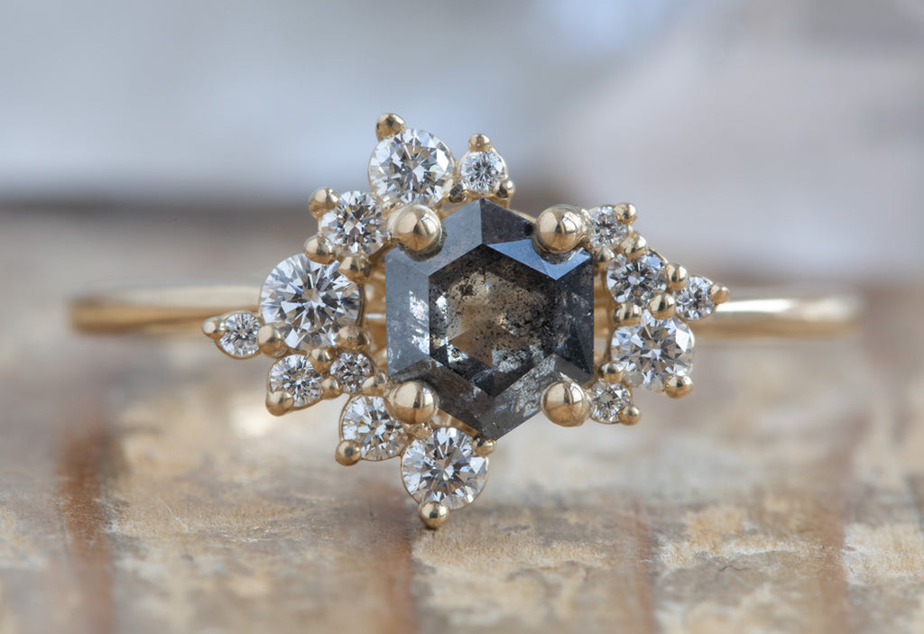 Hexagon Cluster Diamond Engagement Ring