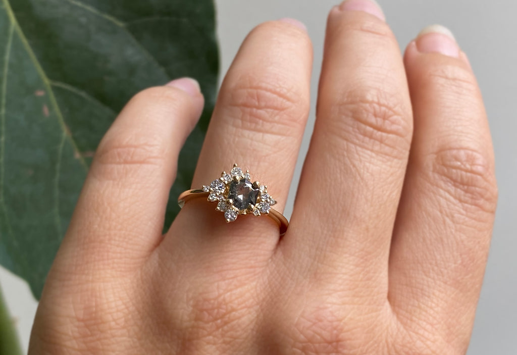 Hexagon Cluster Diamond Engagement Ring