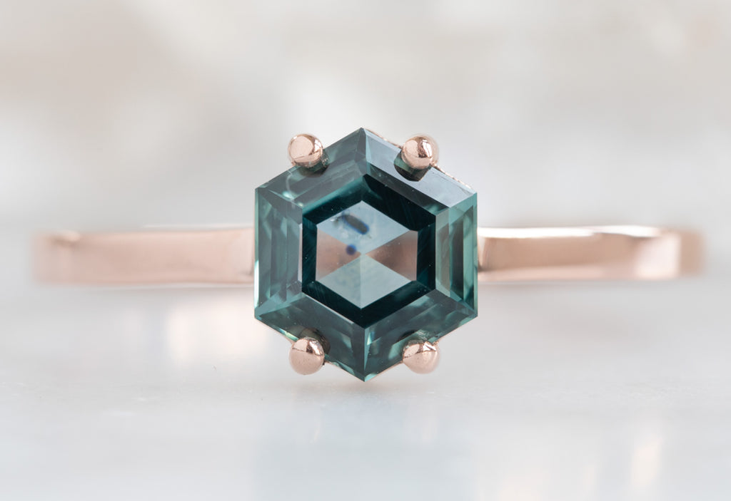 Hexagon Cut Montana Sapphire Engagement Ring