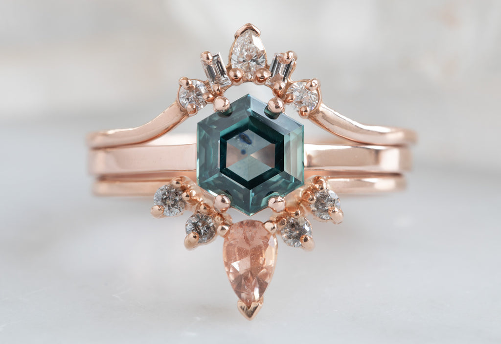 Hexagon Cut Montana Sapphire Engagement Ring
