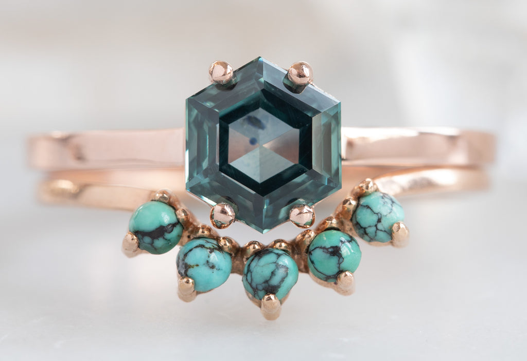 Hexagon Cut Montana Sapphire Engagement Ring