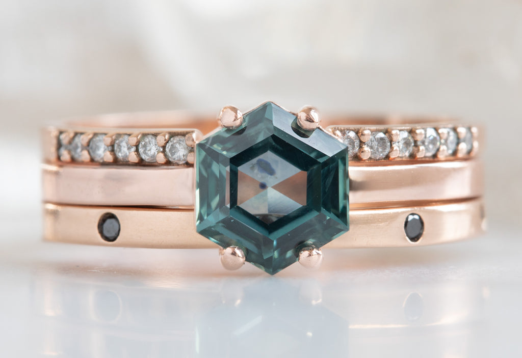 Hexagon Cut Montana Sapphire Engagement Ring