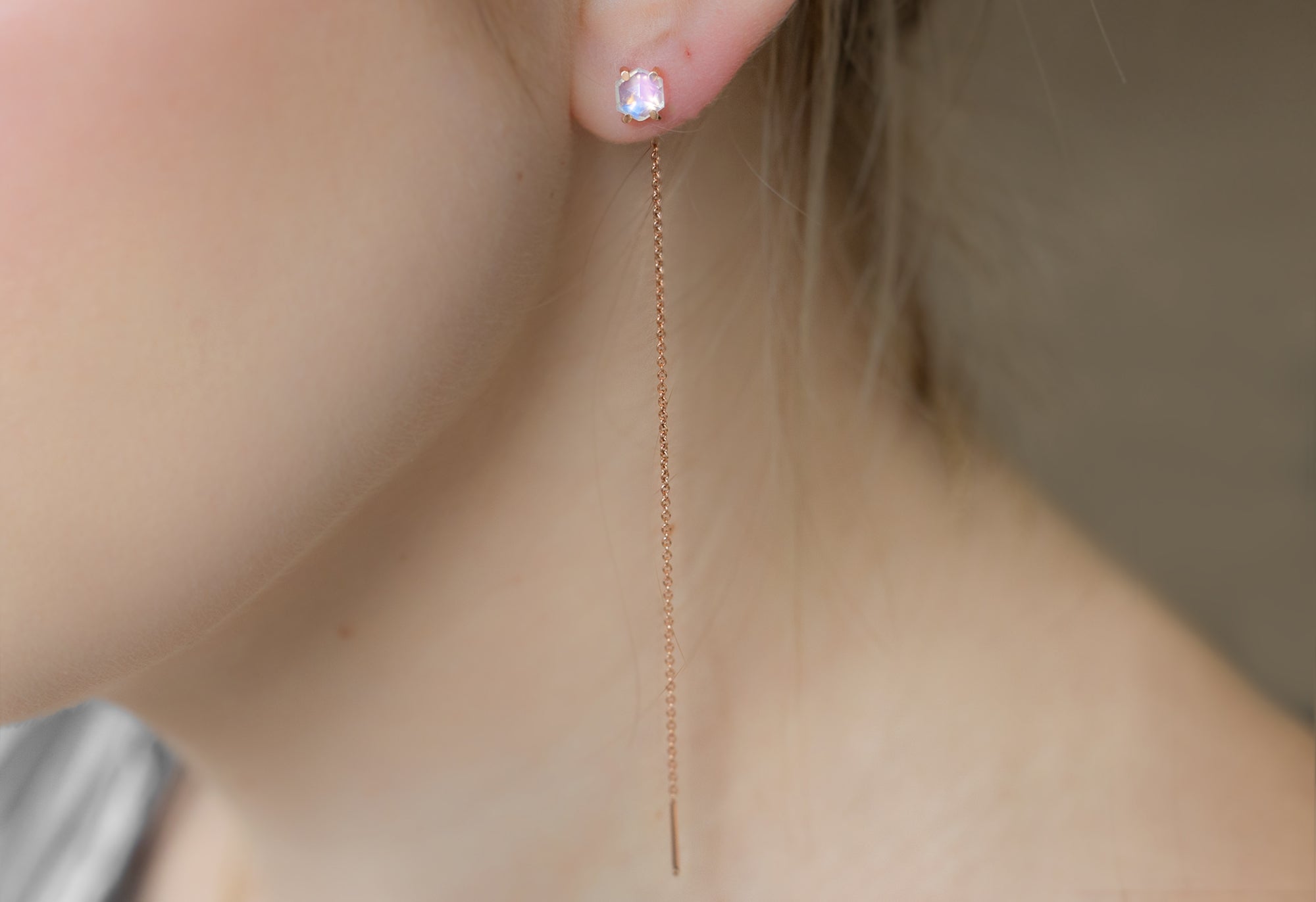 Threader Earrings in 14k Rose Gold