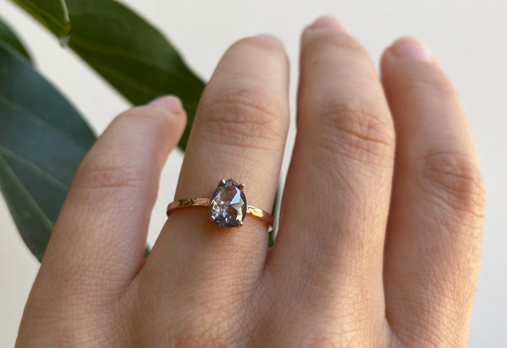 Rose Cut Salt + Pepper Diamond Engagement Ring