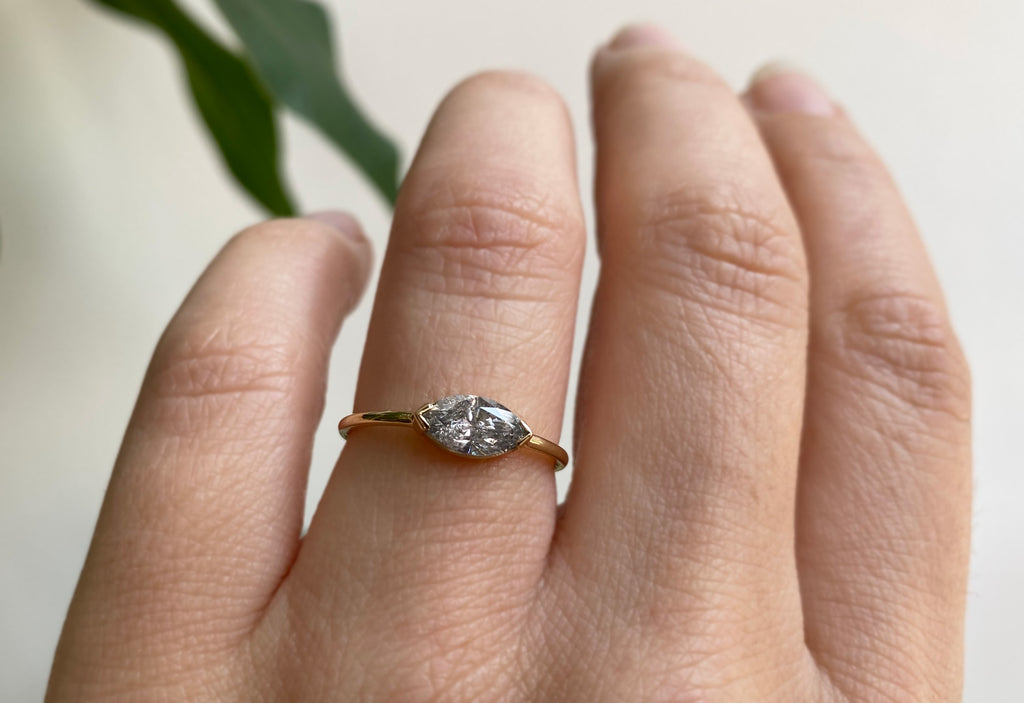 The Bryn Ring with a Marquise Salt + Pepper Diamond