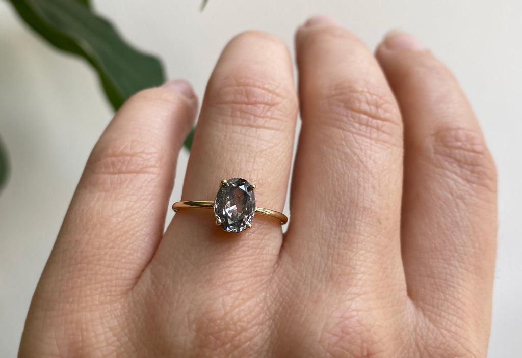 The Bryn Ring with an Oval Cut Salt + Pepper Diamond