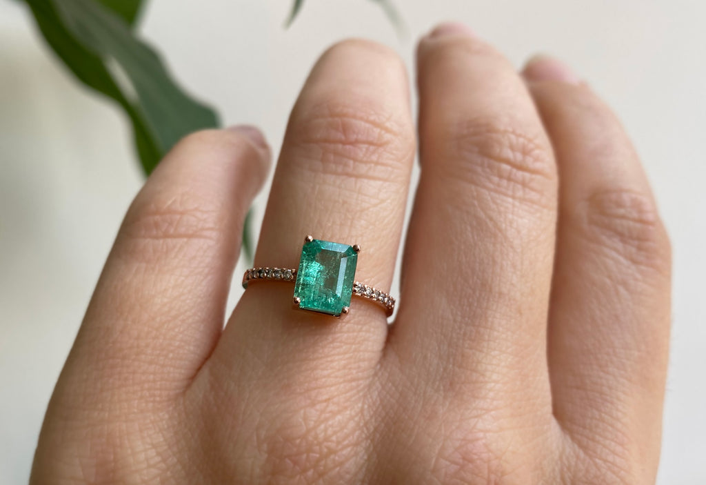 The Willow Ring with an Emerald-Cut Emerald
