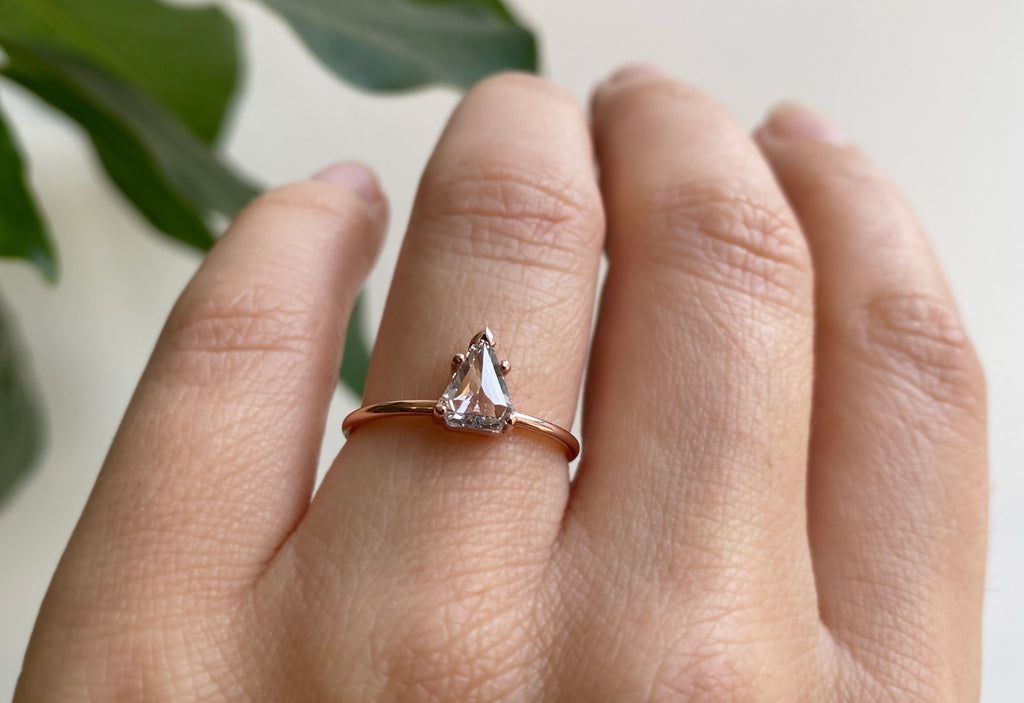 The Bryn Ring with a Shield-Cut White Diamond
