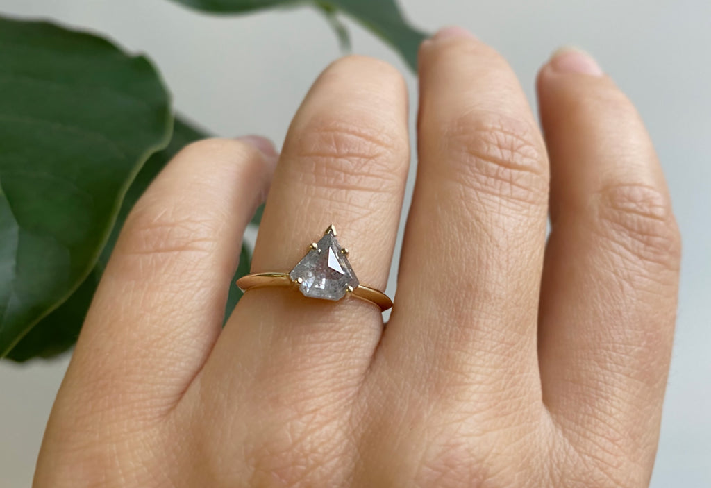 The Sage Ring with an Icy White Shield Cut Diamond