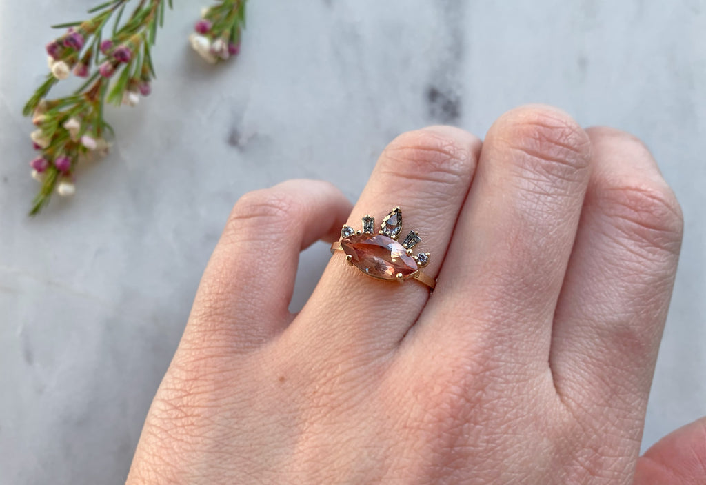 Sleeping Beauty Turquoise + Grey Diamond Engagement Ring