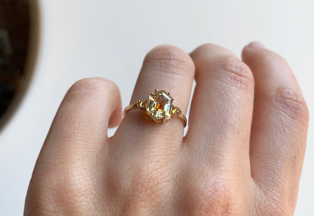 One of a Kind Bicolor Montana Sapphire + Diamond Engagement Ring