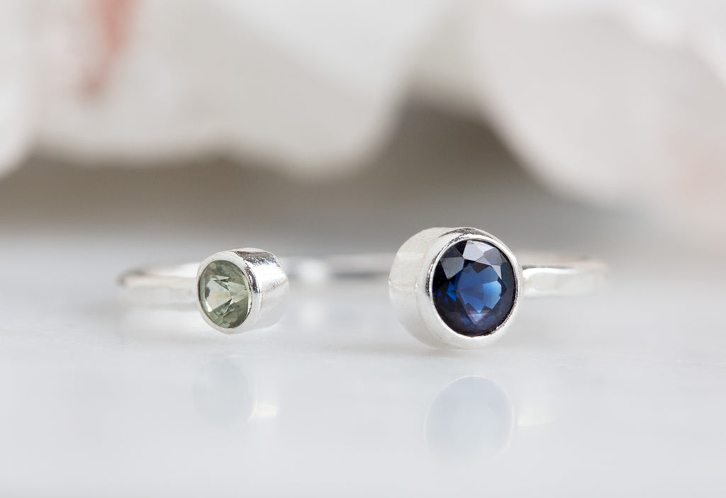 Open Cuff Blue + Green Sapphire Ring