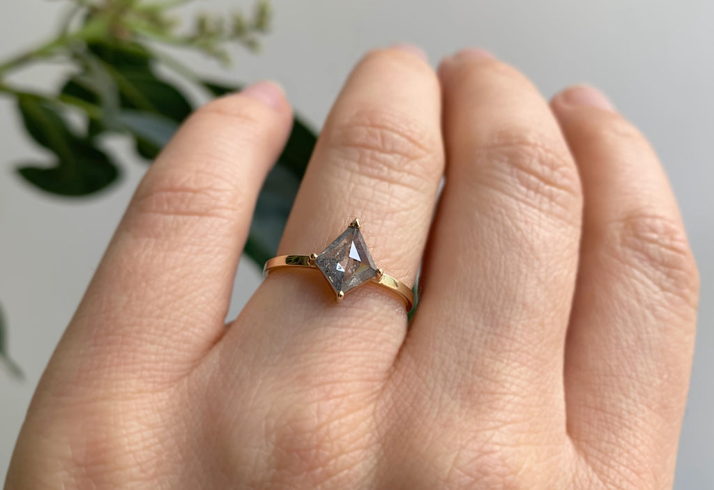 Kite-Shaped Opalescent Grey Diamond Engagement Ring