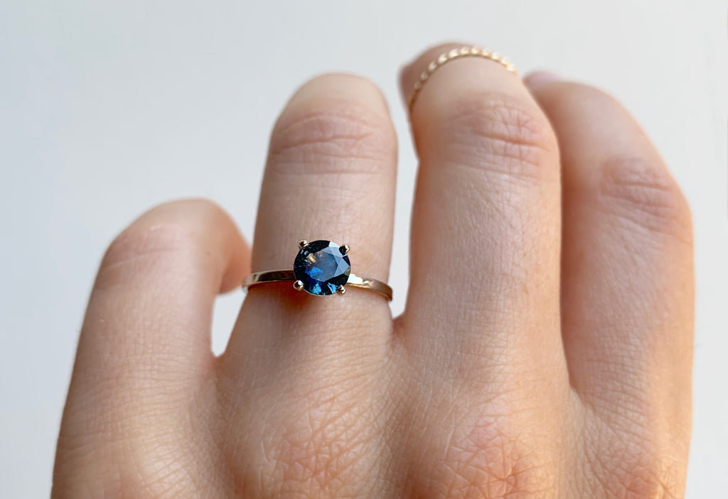 One of a Kind Round-Cut Watercolor Montana Sapphire Engagement Ring