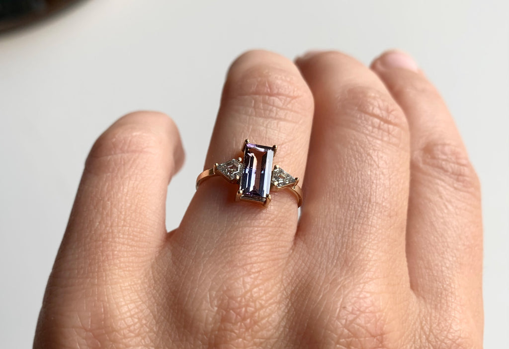 One of a Kind Bicolor Tanzanite + Diamond Engagement Ring