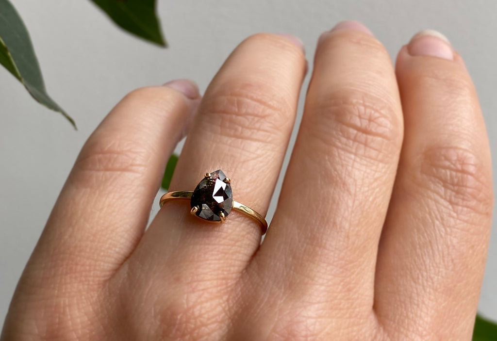 One Of A Kind Rose Cut Black Diamond Engagement Ring