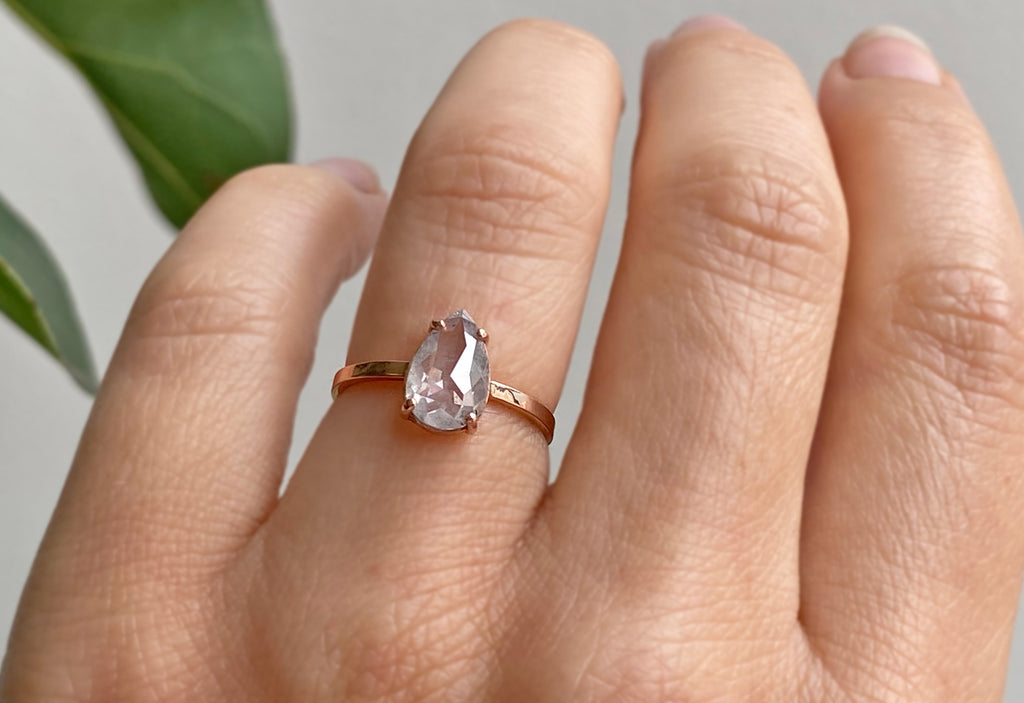 One Of A Kind Rose Cut Icy-White Engagement Ring