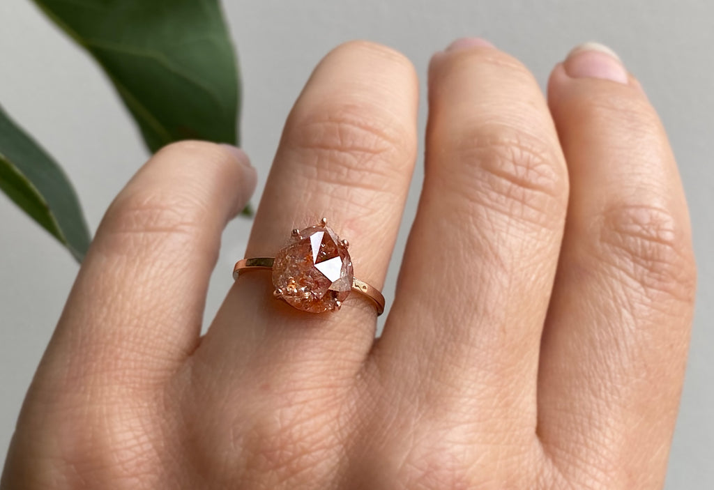 One Of A Kind Large Rose Cut Red Diamond Engagement Ring