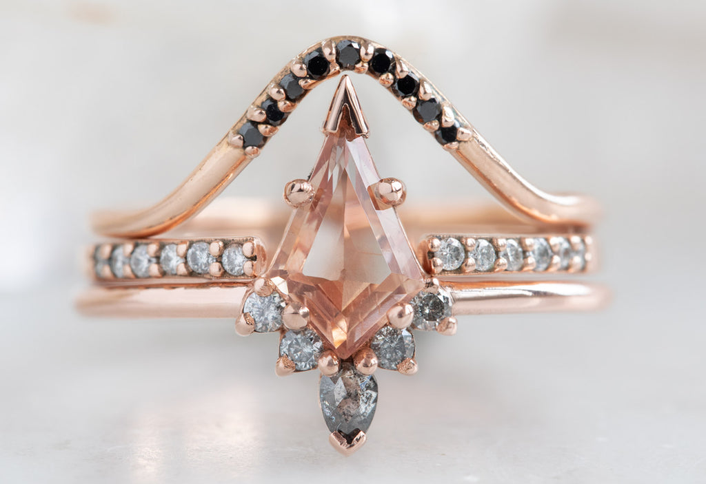 Kite-Shaped Sunstone Engagement Ring with Attached Diamond Sunburst