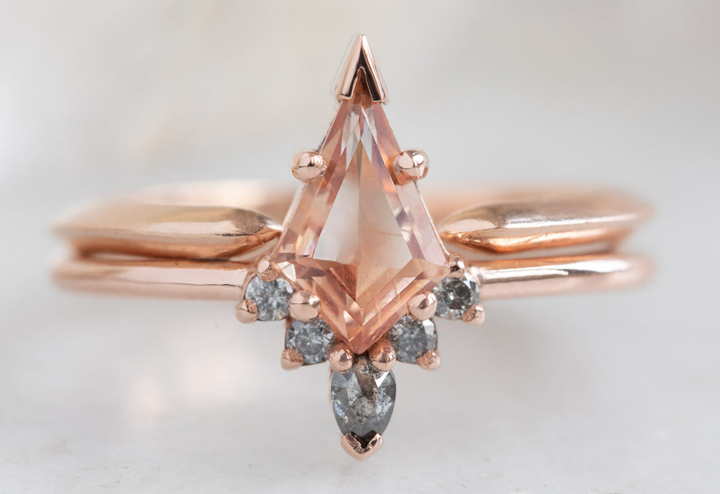 Kite-Shaped Sunstone Engagement Ring with Attached Diamond Sunburst