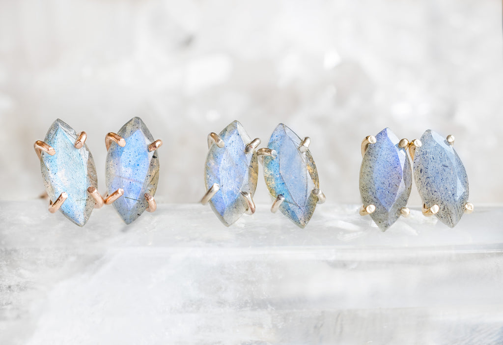 Labradorite Marquise Stud Earrings in all Metal Colors