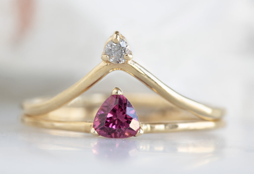 Pink Garnet Crown Ring-14k Yellow Gold