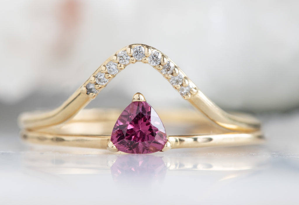 Pink Garnet Crown Ring-14k Yellow Gold