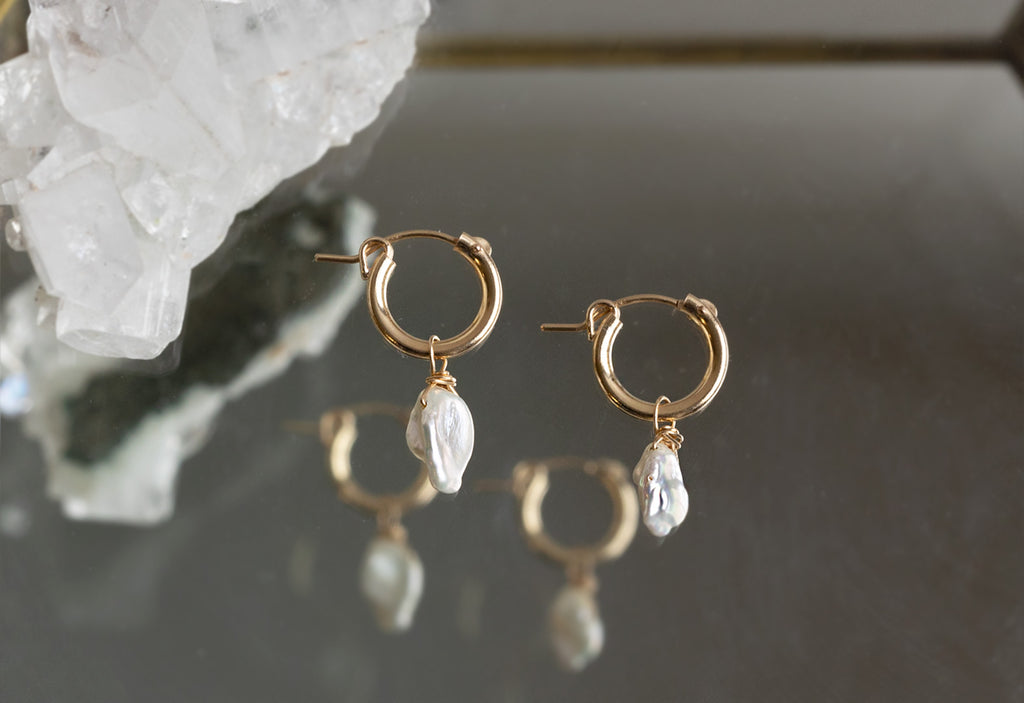 Keshi Pearl Hoop Earrings