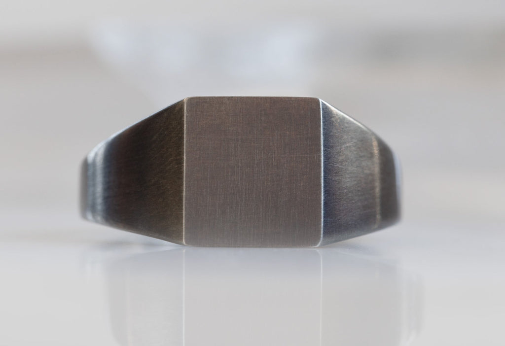 Men's Custom Signet Ring in Oxidized Sterling Silver