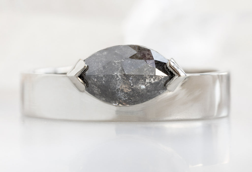 One Of A Kind Cigar Band with a Black Marquise Diamond