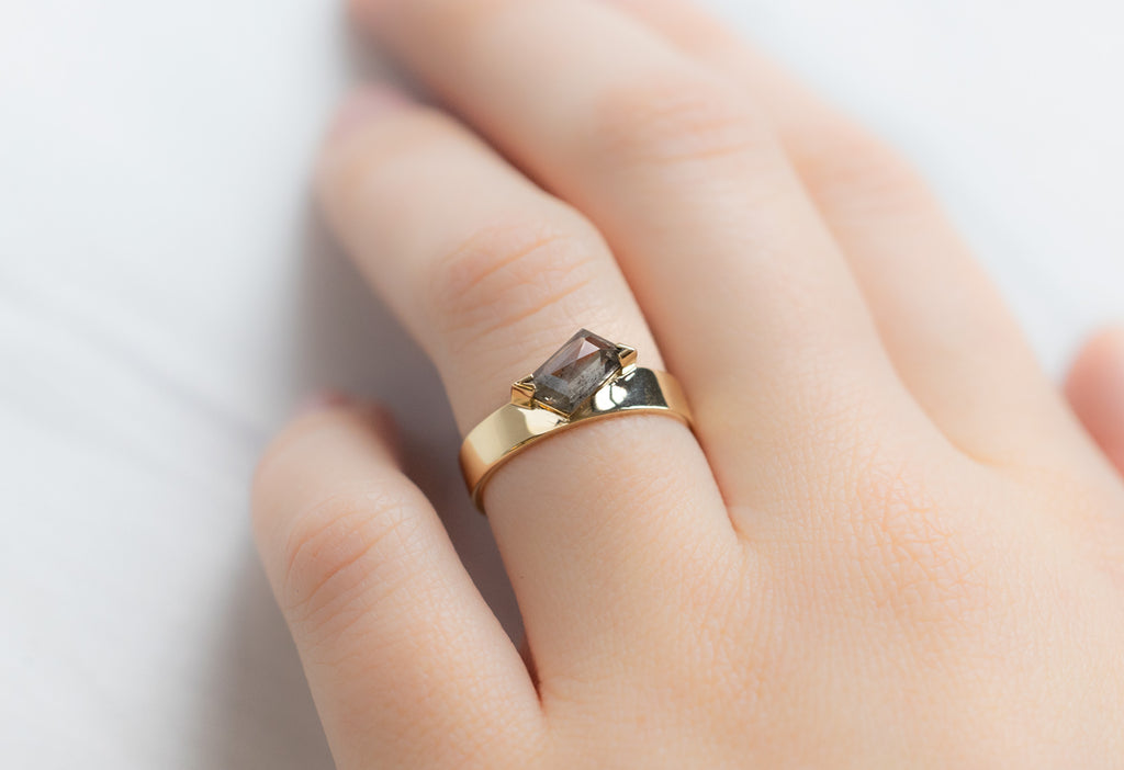 One Of A Kind Cigar Band with a Salt and Pepper Geometric Diamond on Model