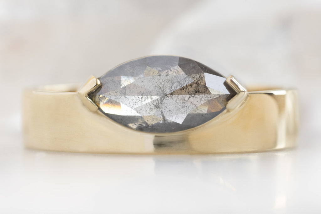One Of A Kind Cigar Band with a Salt and Pepper Marquise Diamond