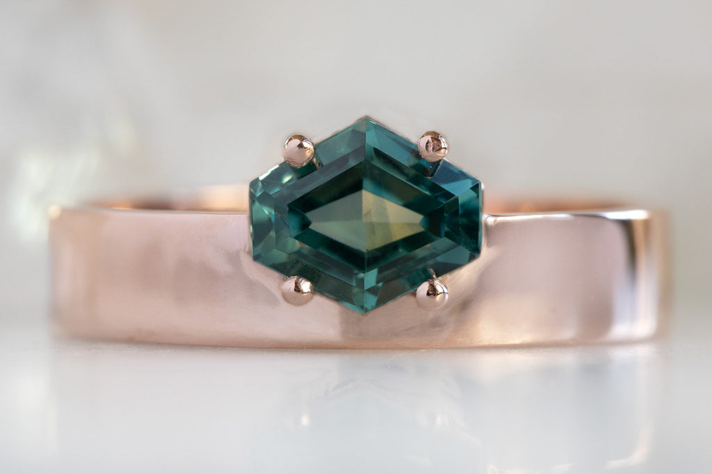 One Of A Kind Cigar Band with a Montana Sapphire Hexagon