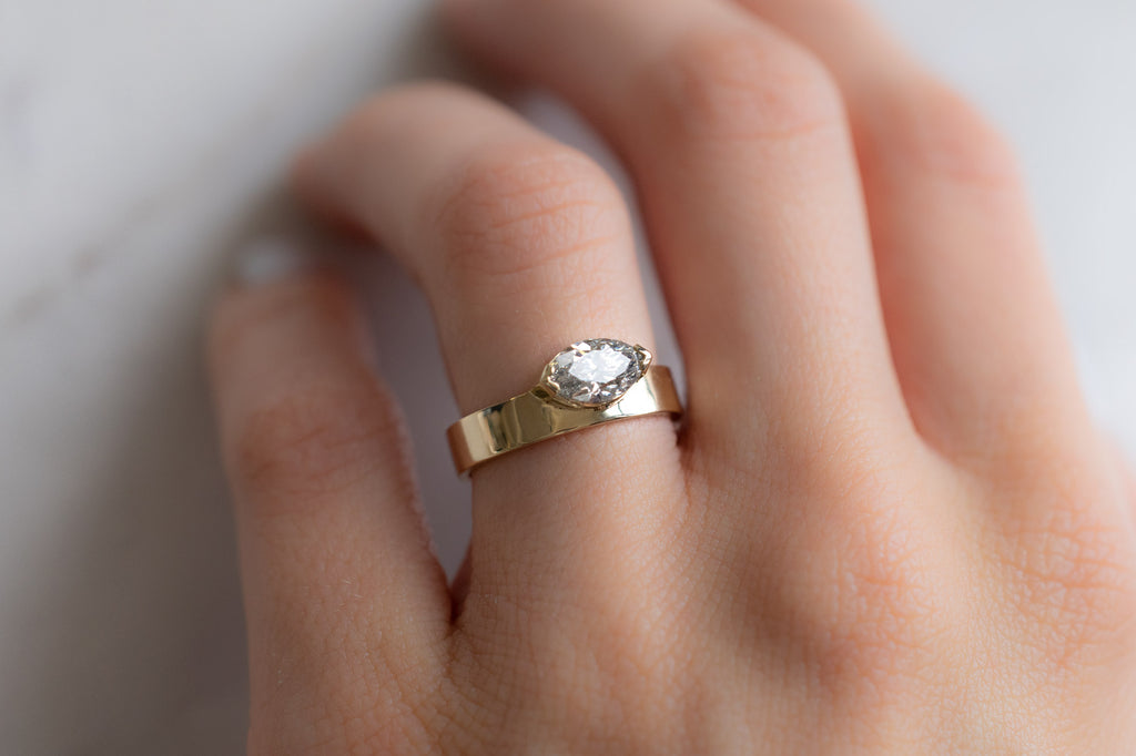 One Of A Kind Cigar Band with a Salt and Pepper Marquise Diamond on Model
