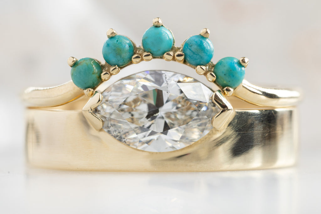 One Of A Kind Cigar Band with a Salt and Pepper Marquise Diamond with Stacking Band