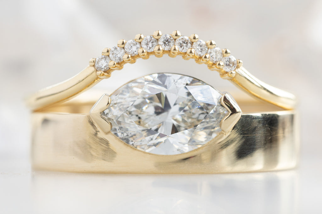 One Of A Kind Cigar Band with a Salt and Pepper Marquise Diamond with Stacking Band